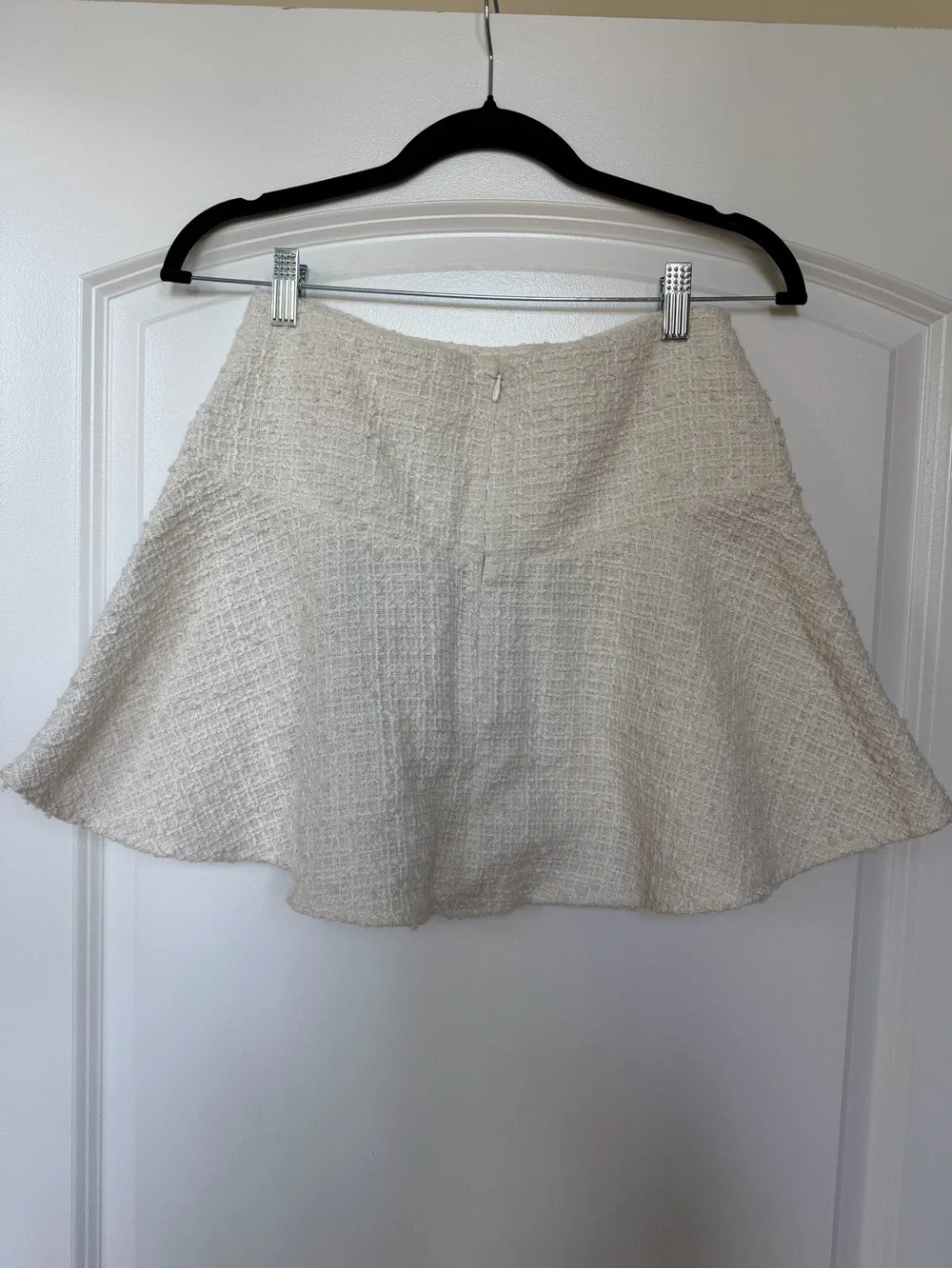 H&M Cream Tweed Flared Mini Skirt with Gold Buttons